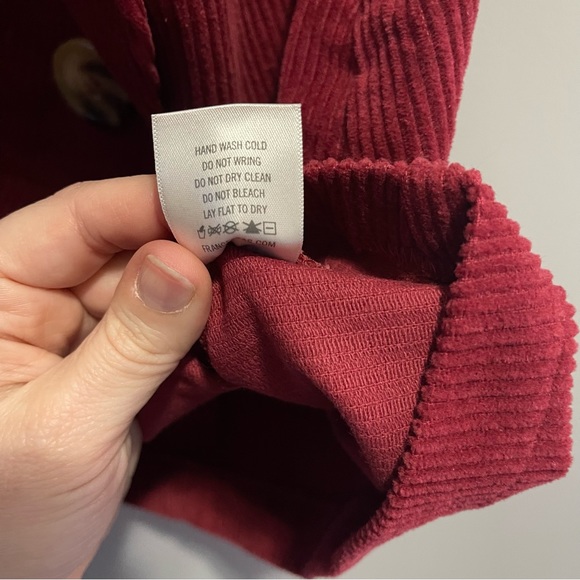 Burgundy Corduroy & Buttons Mini Skirt - Picture 9 of 9